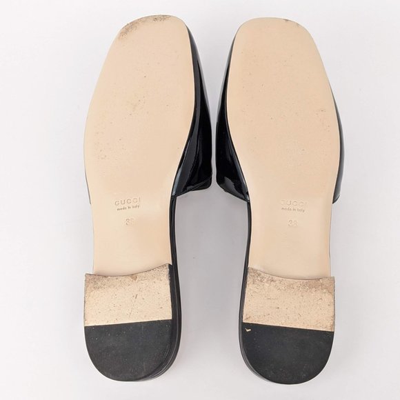 SOLD Gucci Black Patent Leather G Slide Mules - Picture 6 of 7